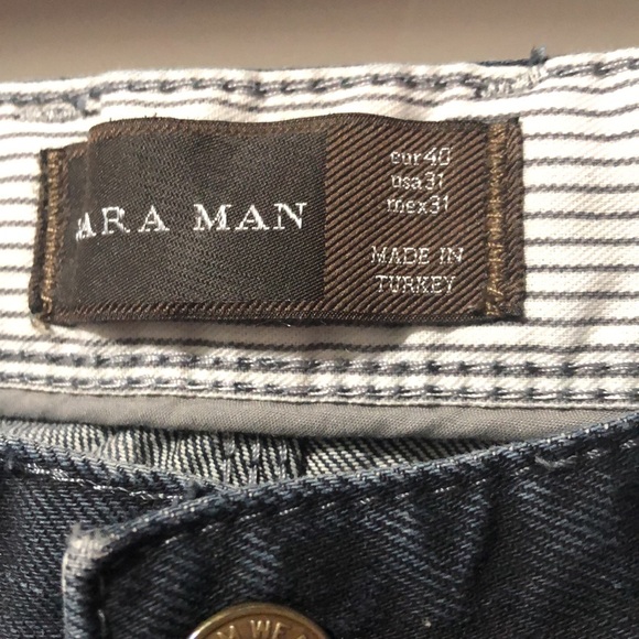 Zara Man Jeans Mens 31 Cotton 5-Pockets Straight Pant Dark Wash Blue Casual - Picture 6 of 8